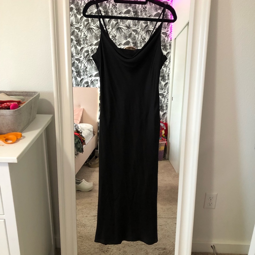 Black Cowell Neck Slip Dress